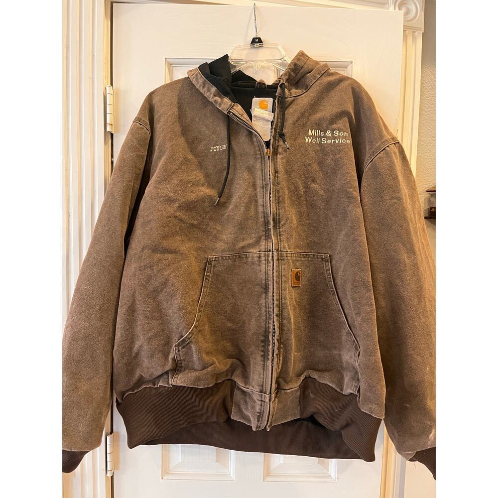 Vintage Carhartt J25 CHT Duck Thermal Hooded Western Jacket Chestnut Men 2XL